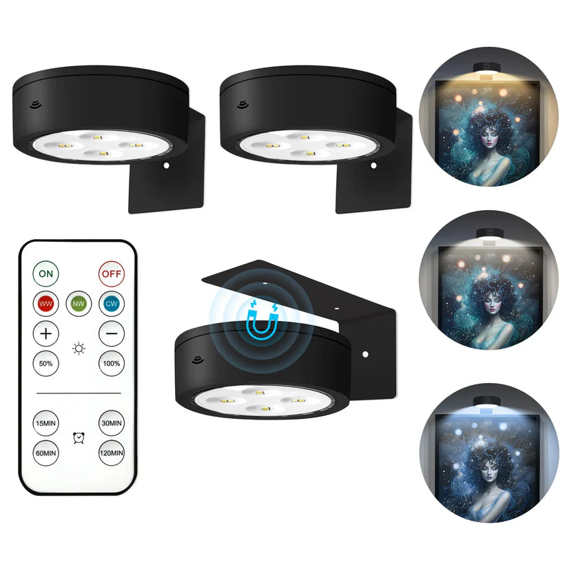 3 Pack Battery Operated Picture Light w/Remote Control