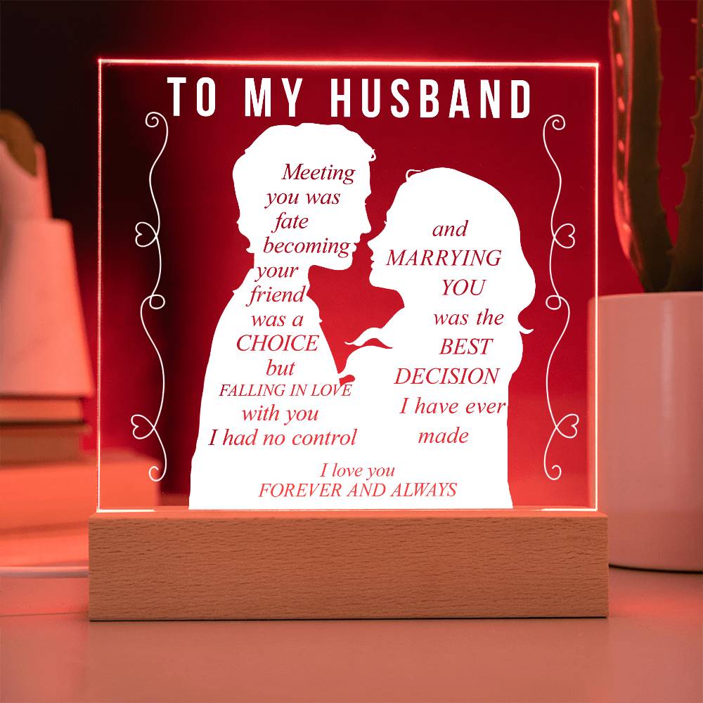 To My Husband | Square Acrylic Plaque