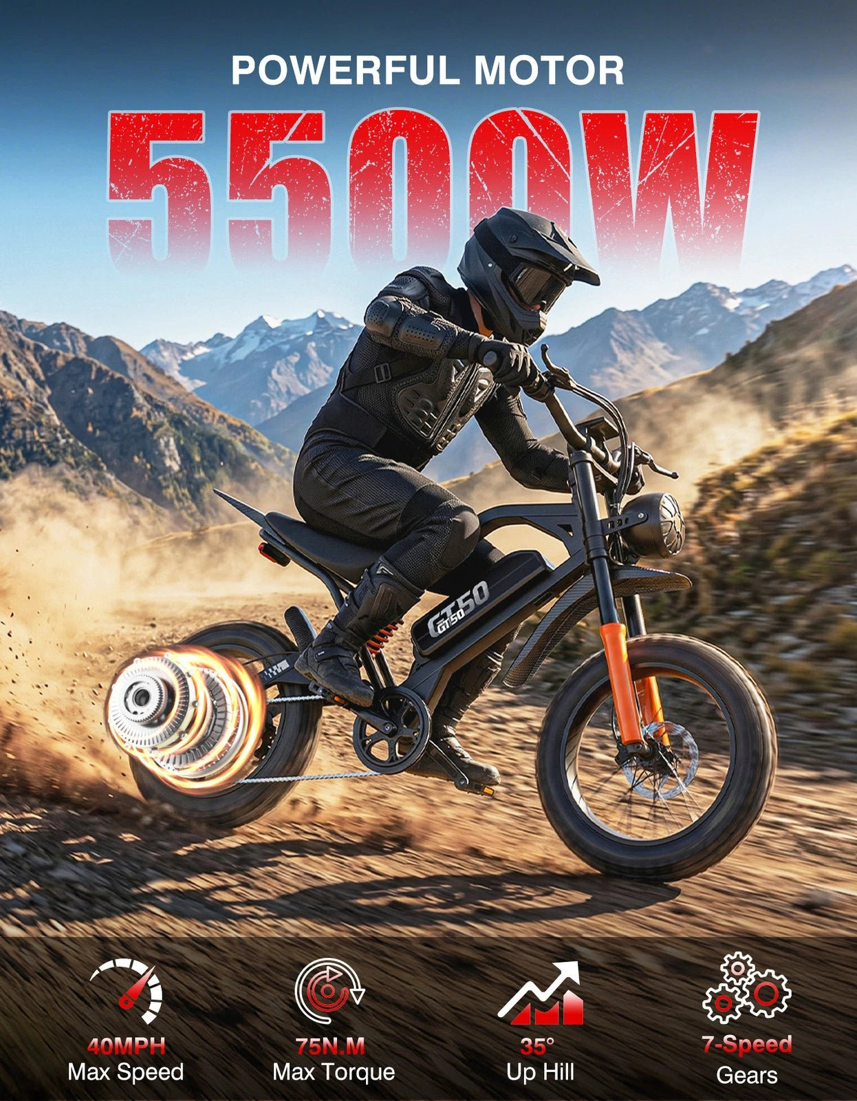 RidgeRacer electric dirt bike side profile